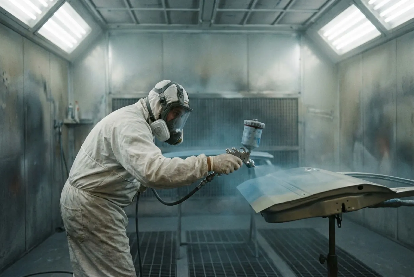 Computerized paint booth spray application